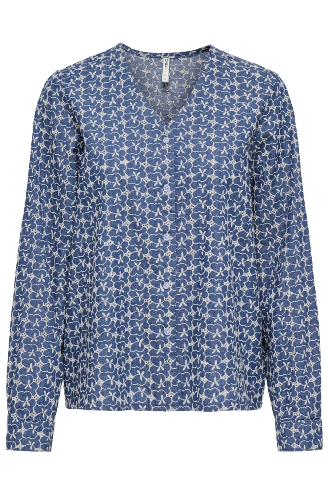 ONLELVIRA LS PRINT DNM SHIRT GUA 15366772 MEDIUM BLUE DENIM/PRINT